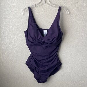 Lands' End Women's  One Piece Swimsuit, Dark Purple, Large